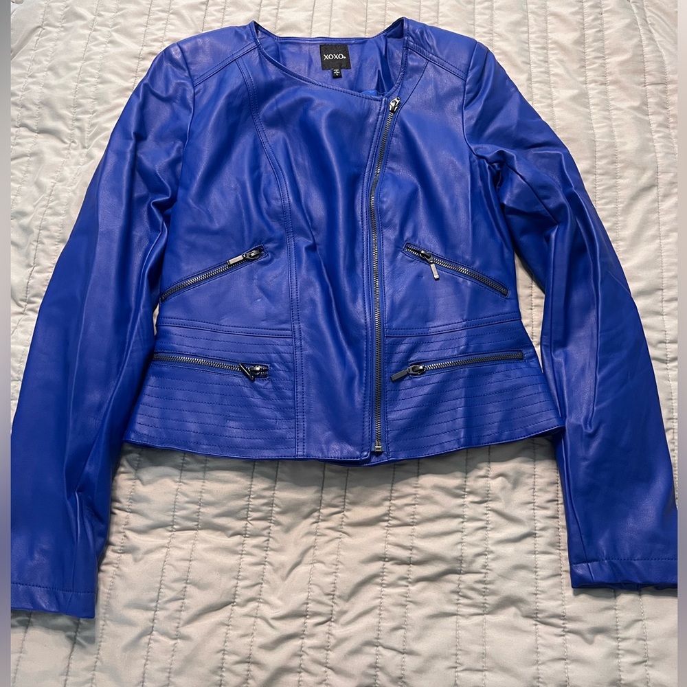 Blue Faux leather jacket